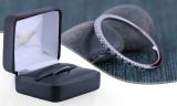 0.09 Carat (ctw) Round Black & White Alternate Diamond Dainty Stackable Wedding Band for Women in 14K White Gold