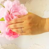 0.08 Carat (ctw) 10k White Gold Round Pink Sapphire & White Diamond Ladies Dainty Anniversary Wedding Band Stackable Ring