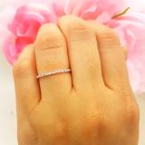 0.08 Carat (ctw) 10k White Gold Round Pink Sapphire & White Diamond Ladies Dainty Anniversary Wedding Band Stackable Ring