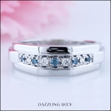 0.25 Carat (ctw) Sterling Silver Round Blue & White Diamond Men's Wedding Anniversary Band 1/4 CT