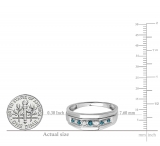 0.25 Carat (ctw) Sterling Silver Round Blue & White Diamond Men's Wedding Anniversary Band 1/4 CT