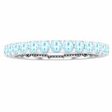 2 mm Round Aquamarine Ladies Anniversary Stackable Wedding Band 14K White Gold