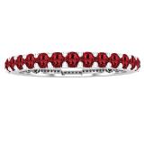 2 mm Round Garnet Ladies Anniversary Stackable Wedding Band 10K White Gold