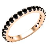 0.80 Carat (ctw) Round Black Diamond Ladies Anniversary Wedding Band 3/4 CT 10K Rose Gold