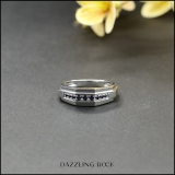 0.25 Carat (ctw) Sterling Silver Round Blue Sapphire Men's Wedding Anniversary Band 1/4 CT