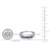 0.25 Carat (ctw) Sterling Silver Round Blue Sapphire Men's Wedding Anniversary Band 1/4 CT