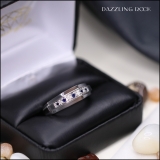0.25 Carat (ctw) Sterling Silver Round Blue Sapphire & White Diamond Men's Wedding Anniversary Band 1/4 CT