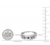 0.25 Carat (ctw) Sterling Silver Round Blue Sapphire & White Diamond Men's Wedding Anniversary Band 1/4 CT