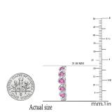 0.86 Carat (ctw) Sterling Silver Round White Diamond & Pink Sapphire Ladies Hoop Earrings