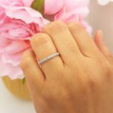 0.10 Carat (ctw) Round White Diamond Ladies Anniversary Stackable Wedding Band 1/10 CT 18K Yellow Gold