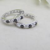0.33 Carat (ctw) Round Black & White Diamond Ladies Huggies Hoop Earrings 1/3 CT 10K White Gold