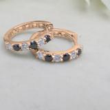 0.33 Carat (ctw) Round Black & White Diamond Ladies Huggies Hoop Earrings 1/3 CT 14K Rose Gold