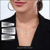 8X6mm Oval Peridot & Round White Diamond Infinity Pendant Necklace for Women with 18 inch Silver Chain in 18K Yellow Gold