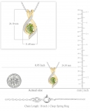 8X6mm Oval Peridot & Round White Diamond Infinity Pendant Necklace for Women with 18 inch Silver Chain in 18K Yellow Gold