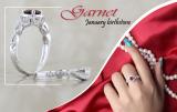 5.8 mm Round Garnet & 0.55 ct White Diamond Ladies Twisted Style Halo Wedding Ring Set | 925 Sterling Silver