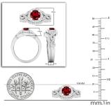 5.8 mm Round Garnet & 0.55 ct White Diamond Ladies Twisted Style Halo Wedding Ring Set | 925 Sterling Silver