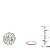 1.00 Carat (ctw) 14k White Gold Round Pink Sapphire Ladies Eternity Anniversary Stackable Ring Wedding Band 1 CT