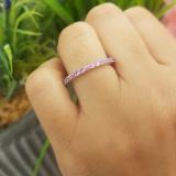 1.00 Carat (ctw) 14k White Gold Round Pink Sapphire Ladies Eternity Anniversary Stackable Ring Wedding Band 1 CT
