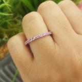 1.00 Carat (ctw) 14k White Gold Round Pink Sapphire Ladies Eternity Anniversary Stackable Ring Wedding Band 1 CT