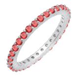 1.00 Carat (ctw) 10k White Gold Round Ruby Ladies Eternity Anniversary Stackable Ring Wedding Band 1 CT