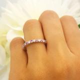 1.00 Carat (ctw) 10k White Gold Round Pink Sapphire & White Diamond Ladies Eternity Anniversary Stackable Ring Wedding Band 1 CT
