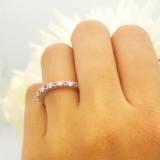 1.00 Carat (ctw) 18k White Gold Round Pink Sapphire & White Diamond Ladies Eternity Anniversary Stackable Ring Wedding Band 1 CT