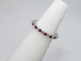 1.00 Carat (ctw) 10k White Gold Round Ruby & White Diamond Ladies Eternity Anniversary Stackable Ring Wedding Band 1 CT