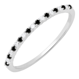 0.15 Carat (ctw) 18k White Gold Round Black & White Diamond Ladies Anniversary Wedding Band Stackable Ring