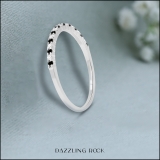 0.15 Carat (ctw) 18k White Gold Round Black & White Diamond Ladies Anniversary Wedding Band Stackable Ring
