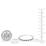 0.15 Carat (ctw) 10k White Gold Round Blue Sapphire & White Diamond Ladies Anniversary Wedding Band Stackable Ring