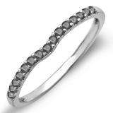 0.25 Carat (ctw) 14K White Gold Round Black Diamond Anniversary Wedding Ring Matching Band 1/4 CT