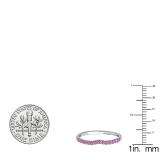 0.25 Carat (ctw) 14K White Gold Round Pink Sapphire Anniversary Wedding Ring Matching Band 1/4 CT