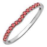 0.25 Carat (ctw) 14K White Gold Round Ruby Anniversary Wedding Ring Matching Band 1/4 CT