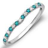 0.25 Carat (ctw) 14K White Gold Round Blue & White Diamond Anniversary Wedding Ring Matching Band 1/4 CT