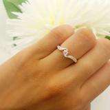 0.15 Carat (ctw) 10k White Gold Round Pink Sapphire And White Diamond Ladies Promise Bridal Engagement Ring