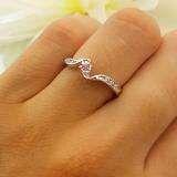 0.15 Carat (ctw) 10k White Gold Round Pink Sapphire And White Diamond Ladies Promise Bridal Engagement Ring