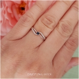 0.20 Carat (ctw) 10k White Gold Round Blue Sapphire And White Diamond Wave Ladies Bridal Promise Engagement Ring 1/5 CT