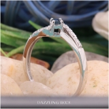0.20 Carat (ctw) 10k White Gold Round Blue Sapphire And White Diamond Wave Ladies Bridal Promise Engagement Ring 1/5 CT