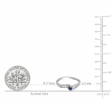 0.20 Carat (ctw) 10k White Gold Round Blue Sapphire And White Diamond Wave Ladies Bridal Promise Engagement Ring 1/5 CT