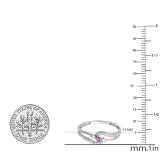 0.20 Carat (ctw) 10k White Gold Round Pink Sapphire And White Diamond Ladies 3 stone Engagement Promise Ring 1/5 CT