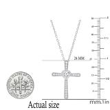 0.35 Carat (ctw) Round White Diamond Ladies Heart Cross Religious Pendant 1/3 CT, 10K White Gold