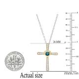 0.35 Carat (ctw) Round Blue Diamond Ladies Heart Cross Religious Pendant 1/3 CT, 10K Yellow Gold