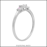 0.20 Carat (ctw) Sterling Silver Round Pink Sapphire And White Diamond Ladies 3 stone Engagement Promise Ring 1/5 CT
