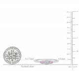 0.20 Carat (ctw) Sterling Silver Round Pink Sapphire And White Diamond Ladies 3 stone Engagement Promise Ring 1/5 CT