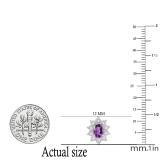 6X4 MM Each Oval Amethyst & Round White Diamond Ladies Flower Shape Stud Earrings 10K White Gold