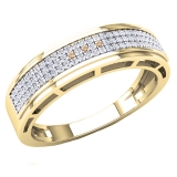 0.25 Carat Round Champagne & White Diamond Mens Wedding Band in 18K Yellow Gold