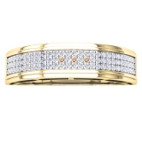 0.25 Carat Round Champagne & White Diamond Mens Wedding Band in 18K Yellow Gold