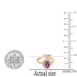 1.10 Carat (ctw) Kate Middleton Diana Inspired Round Diamond & Oval Royal Amethyst Engagement Ring 10K Rose Gold