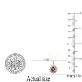 1.00 Carat (ctw) Kate Middleton Diana Replica Oval Royal Amethyst & Round Ladies Pendant, 10K Yellow Gold