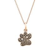 0.35 Carat (ctw) Round Champagne Diamond Dog Paw Print Ladies Pendant 1/3 CT (Gold Chain Included) | 18K Rose Gold